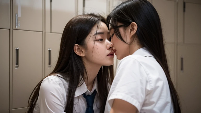 2 women teacher, kiss other, teacher outfit