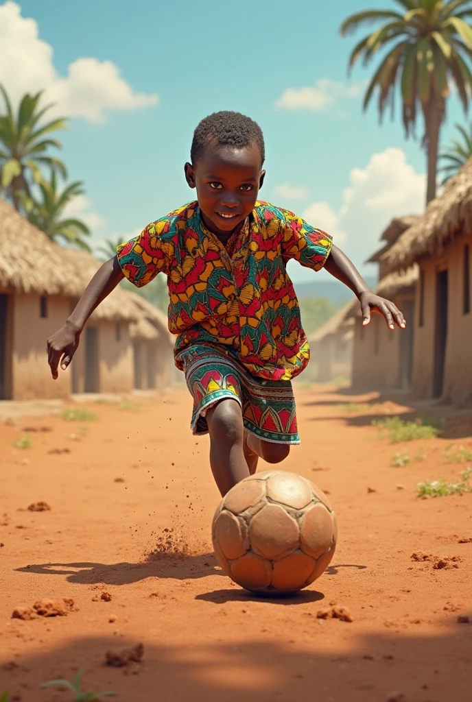 African ??? carrying football wearing a royal blue shot and top