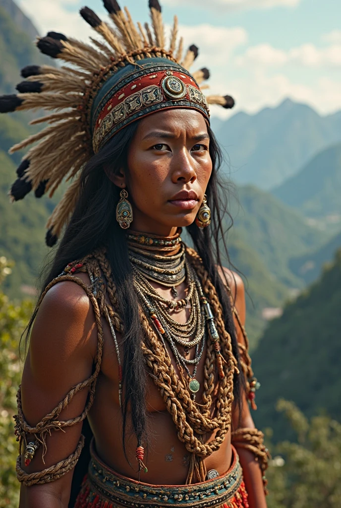 (Asian woman), ((หน้าbeautiful)), (detailed face), (Female shaman), ((naked)),(see full body)
, ((loincloth)), Female shaman, tied up, suspended, in an ancient ritual, in the middle of a village, with beautiful and intense facial features
, surrounded by many warriors fighting and many injured or fallen. The scene is strong and intense
, Beautiful girl with slim abdominal muscles: 1.4, Six pack abs: 1.4, Chest Botox, small, perfect athlete body, slim, (See the legs), legs details, (Barefoot)
, (proportional figure), very detailed image, (In ancient ceremonies), (outdoor), (Many villagers), (In traditional Thai costume), (Stand and look)
, realistic, Highly detailed, perfect composition
, beautiful, There are complicated details., Incredible detail
, Artistic photography in 8k, There are too many details., Masterpiece