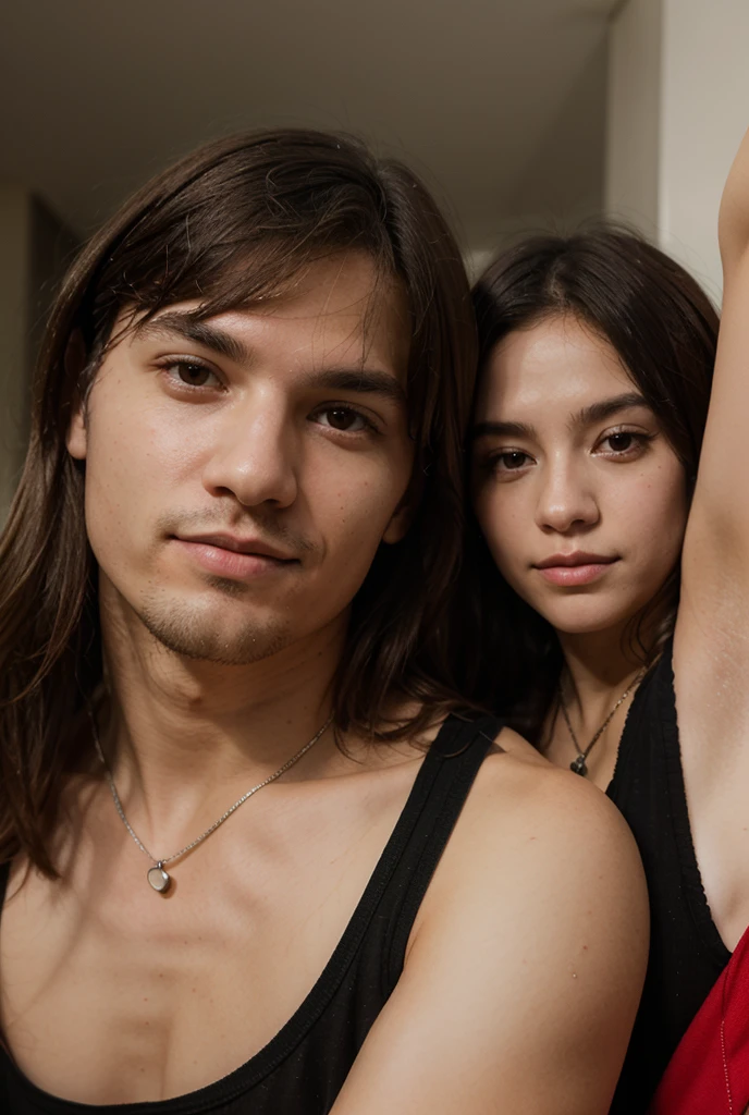 Couple, naughty man, 35 year old, western, bonitas, rocker, longye hair, with beard, woman 40 years old, pretty