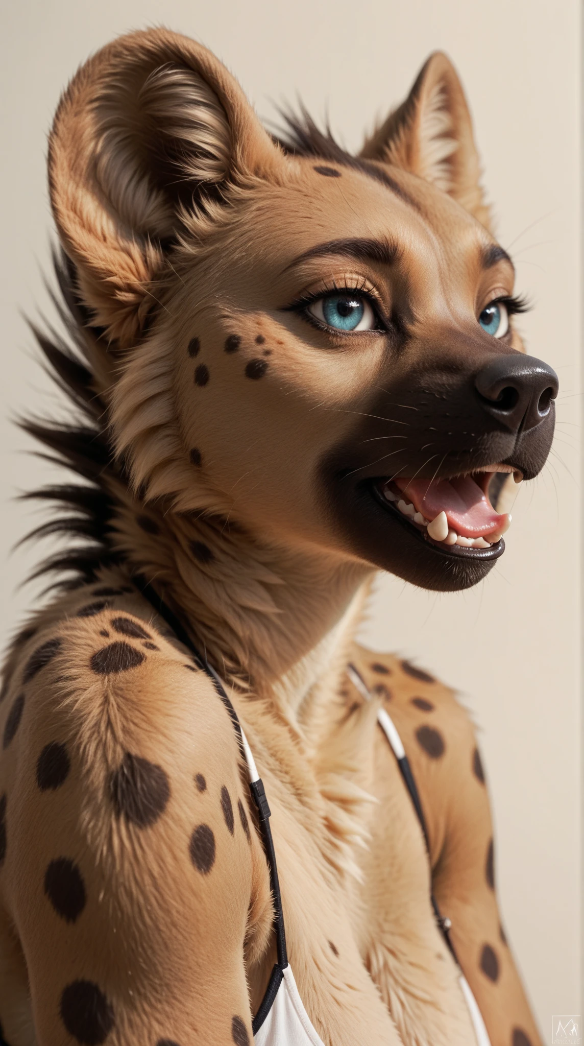 Furry, Male Anthro Bat, black fur, pink eyes, pink nose, 4k, ultra high quality, detailed face, detailed body, detailed picture, realistic, detailed fur, wings, deer antlers, stand, smile, 
