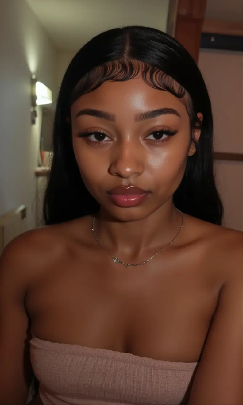 Black girl on her knees taking a load on the face
