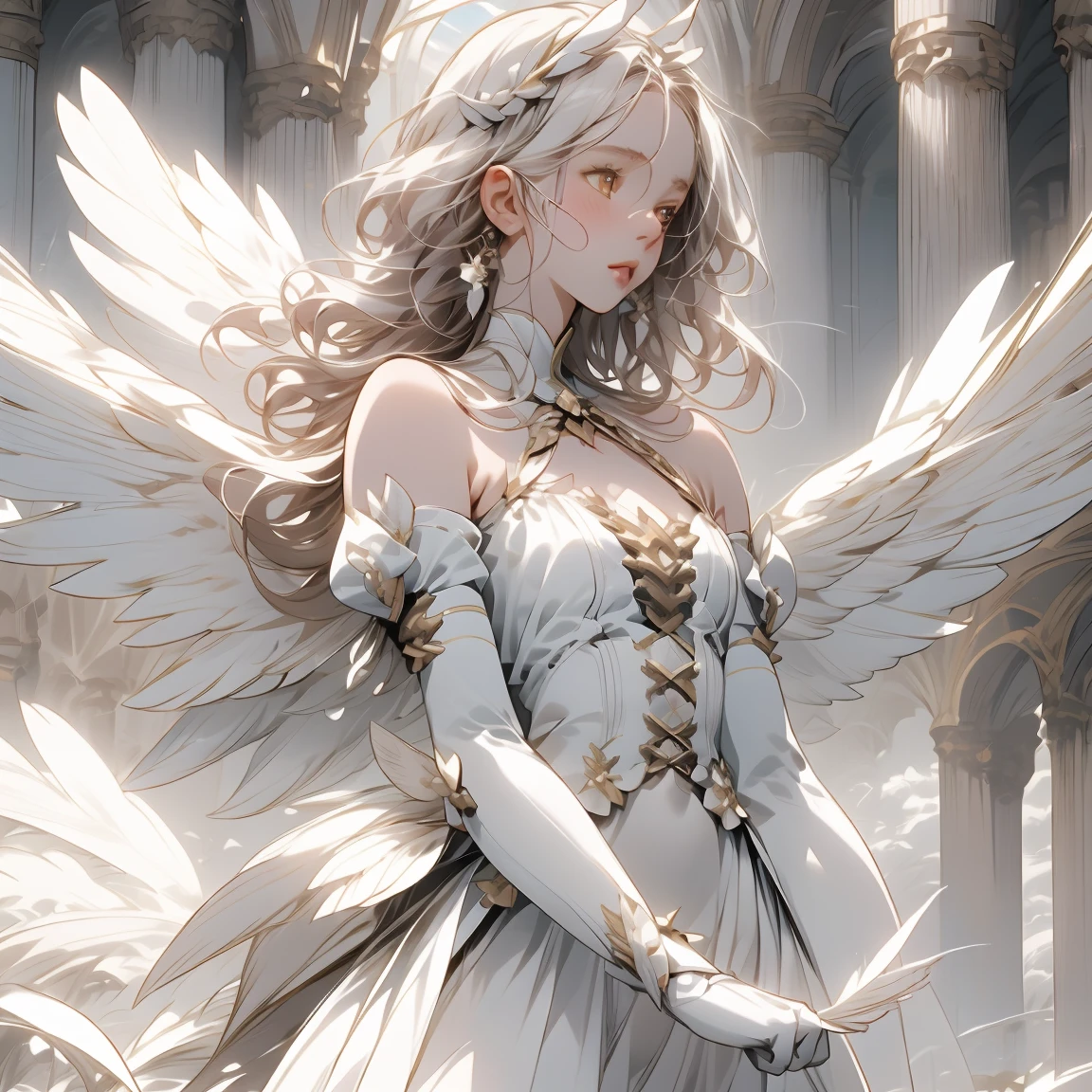 ((Highest quality)),(Ultra-high resolution),(Super detailed),(Detailed Description),((The best CG)),(masterpiece),Highly detailed art,(Art with precise detail:1.5), Wind, wing, To the sky, wingを広げて,