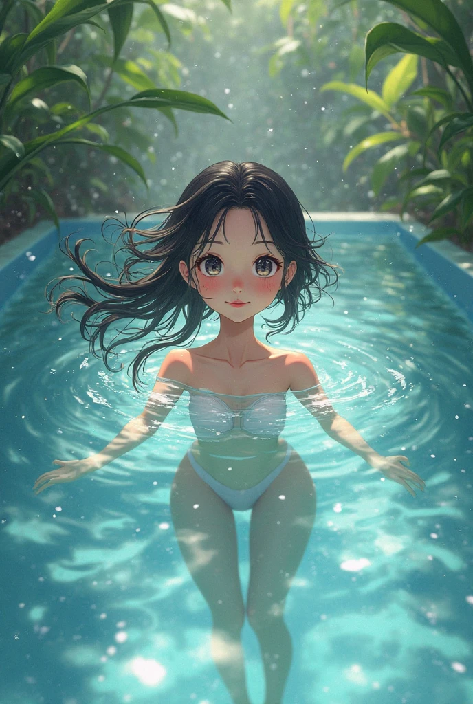 8K quality,(super masterpiece:1.3),Highest quality,Detailed Images,1 female,symmetrical beauty,c.c,10th Generation,Medium build,(smile,smile),(Brown Hair),(Thick eyebrows,Thick eyebrows),(Droopy eyes,Green Eyes,Green Eyes,Bright Eyes),(Large Breasts,F cupの胸),Tan Skin,(School Swimsuit),(Draw the whole body,Leg spread,Sit with your knees bent,Leg spreadする,Sitting on the ground),(background:Deep Underwater,Full body in deep water,Fantastic underwater),(Face directly towards the camera,Looking directly at the viewer,looking at the camera,The body faces the viewer,The body is facing the direction of the camera,Face looking straight into the camera).