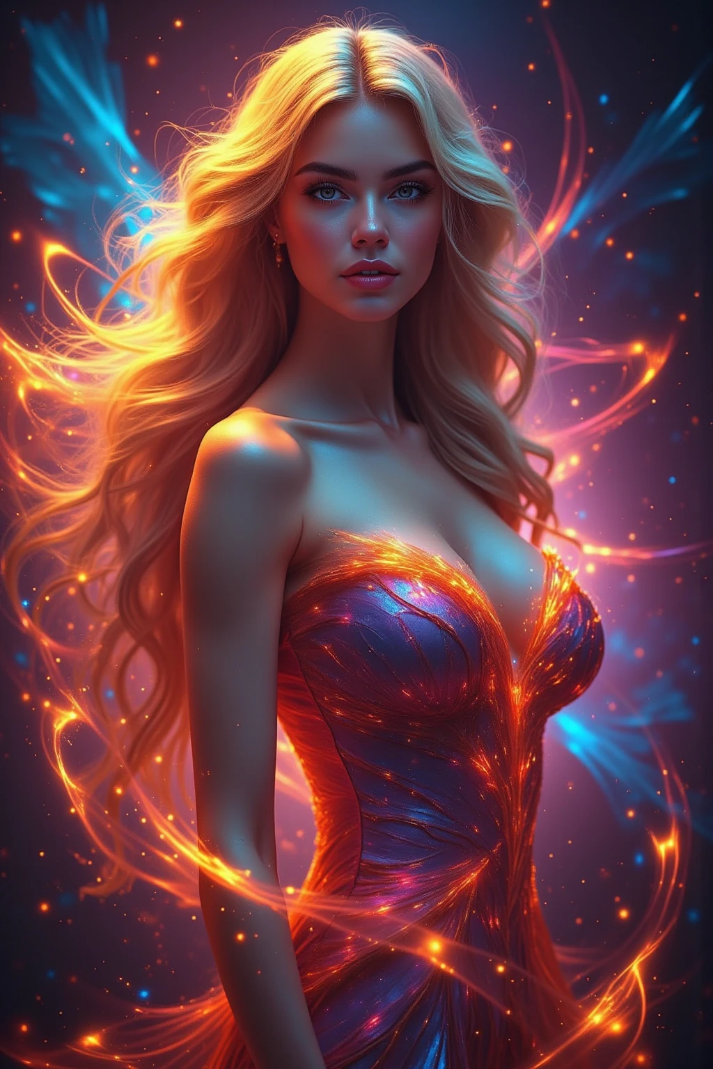 lillis, (Realistic:1.5), A shot of a woman (Walking:1.3) Walk to the audience in a beautiful way (face:1.3), (large natural breasts:1.5), (Crazy little details:1.2), 13 aperture, Skin bump texture, Details in the shadows, (Vibrant colors:1.2), Intricate details, Subsurface scattering, Three-point lighting, Edge lighting, Crazy meticulous shadows, Solo, Environmental occlusion, Textured skin, Wide hips, Wide breasts, Tight clothing, leering, Obscene clothing, Masterpiece, Best quality, Ultra-detailed, Texture, view the viewer, Detailed eyes, Detailed face, (Masterpiece:1.4),(Best quality:1.4),(Shiny skin), Neon lights, (Night:1.4), midnight, Clear image, Exposed cleavage, (Saturated colors:1.5), bloom around lights,(Red tone:1.4), Hell landscape background,dark, chiaroscuro, low-key 
