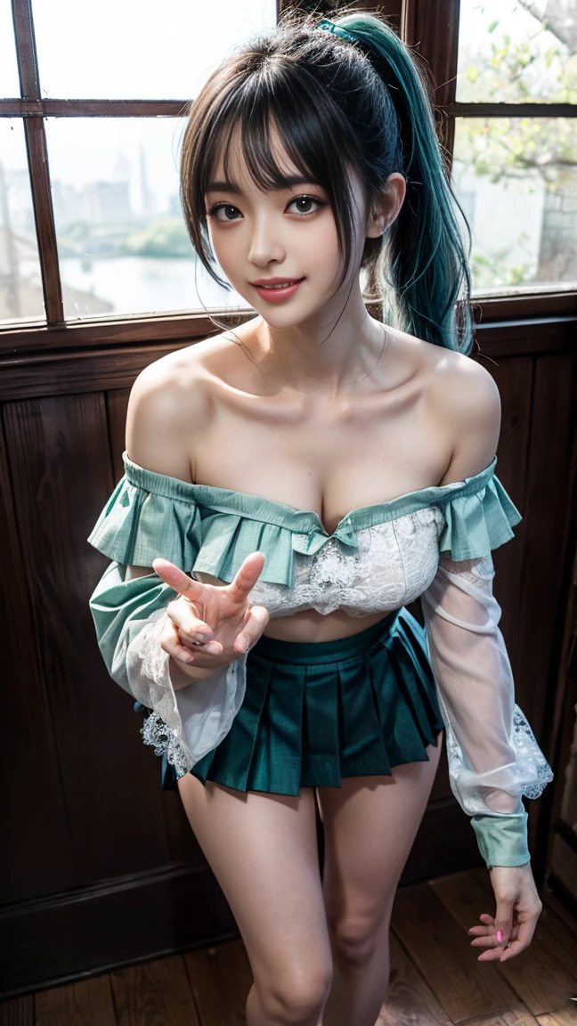 top views,1 girl,Tamaki,(Dressed in vibrant rainbow color scheme art;wedding gown, bridal gown),jewely,Tattooed with,during night, full_themoon, As estrelas,Redlip,Charming cleavage,(tmasterpiece:1.5),( Best quality at best:1.4),(Realistis:1.4), detailed,8K,number art,detailed头发,Expressive eyes, s the perfect face, real fingers,depth of fields,Similar colors,a warm color palette,softlighting,low-contrast,hard shadows,Desaturate Hue, 流行超Realistis,