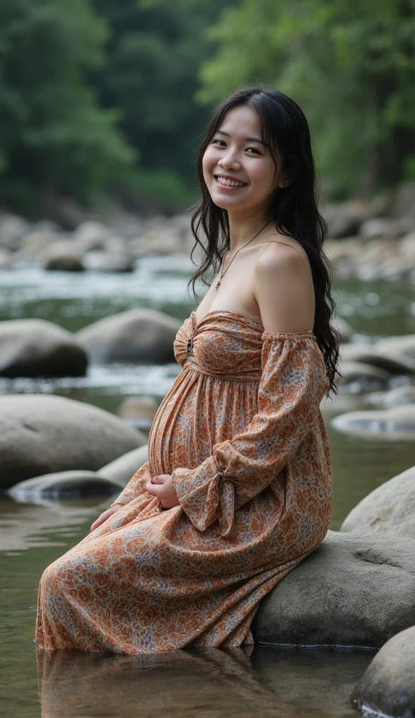 (best quality, 8k, high resolution), indonesian girl, age 20, pregnant, sexy, smile, pursed lips, Surrealism, renaissance, Cinematic lighting, Depth of Field, god rays, falling shadow, Fuji colors, first person view, wide angle , Surrealism, UHD, Retina, masterpiece, textured skin, high detail,