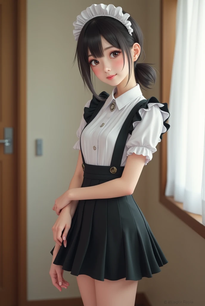 1 Person Shot,Shoujo 03, Shooting with the Nikon Z7 II mirrorless camera,120mm F/4 Wide angle Top quality, masutepiece, ultra-detailliert,Glossy skin,A dark-haired,waved hair,校服,a miniskirt,Black pantyhose,NOWAI,large full breasts,Very cute eyes with their backs turned,open open mouth,Looking down at the viewer,Climbing stairs,I look back at the top of the stairs,Viewed from diagonally below