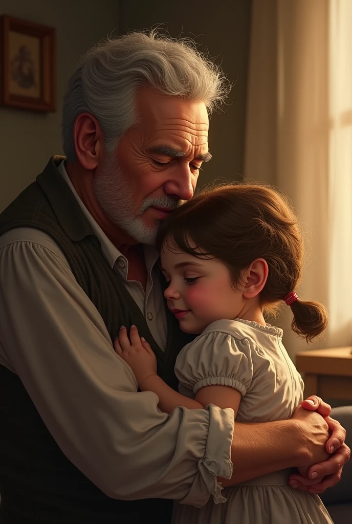 there is a man holding a in his arms, with a kid, very very low quality picture, mateus 9 5, father with child, by Amelia Peláez, profile image, 1614572159, blurry image, by Nándor Katona, profile photo, profile pic, 4 k post, 4k post