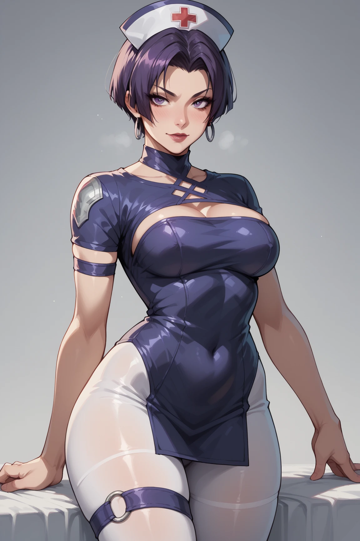 voluptuous brazilian woman, super short pixie cut hair, thick eyebrows, perfect ass, sexy, lewd, gorgeous breasts, very happy, no clothes, undressed, bare chest, bare shoulders, bare hips, bare ass, uncovered crotch, film grain, UHD, masterpiece, anatomically correct, super detail, best quality