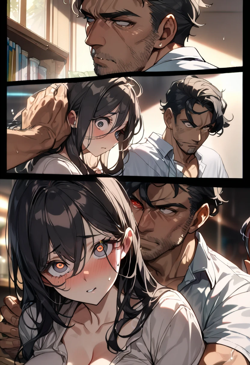 Masculine guy accompanying a dark-haired girl, en un mundo apocalipsis