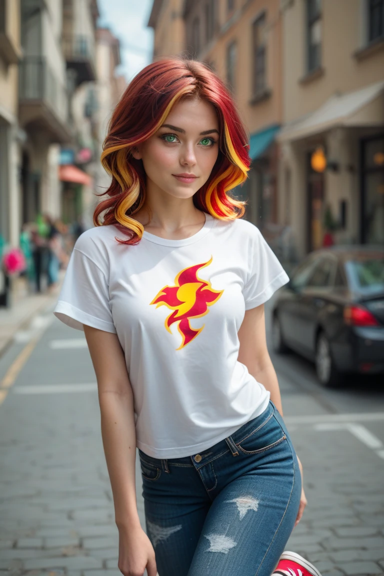 peludo, piel blanca, cara ultra linda, elementos rojos en la piel, camiseta brillante, hermosas luces y sombras, luz ambiental, piel ultra detallada, Volumetric light