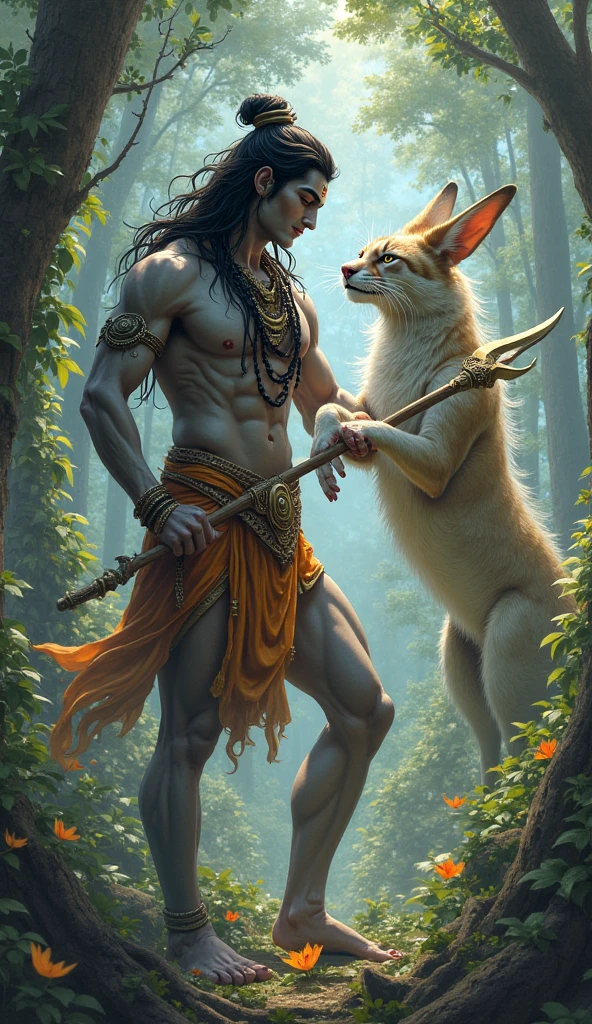 (professional 3d render:1.3) af (Realistic:1.3) most beautiful artwork photo in the world,Features soft and shiny male heroes, ((Epic hero fantasy muscle man rough wet hero angry looking long hair short beard and ferocious expressiion and doing yoga on the stone near a river and the white lion sitting on his side.Fantastic location, Majestic cluttered environment)), Full body 8K unified rendering, action shot, skin pore, very dark lighting, heavyshading, Detailed, Detailed face, (vibrant, photograph realistic, Realistic, Dramatic, Dark, Sharp focus, 8K), (Old leather garments damaged by weathering:1.4), ((((Wear fur)))), (Intricate:1.4), decadent, (Highly detailed:1.4), Digital painting, rendering by octane, art stations, concept-art, smooth, Sharp focus, illustration, Art germ, (loish:0.23), wlop ilya kuvshinov, and greg rutkowski and alphonse mucha gracias, (Global illumination, Studio light, volumettic light), heavy rain, and big white lion sitting on his side particles floating, lotr, fantasy, elf, full bodyesbian, (green and beautiful landscape