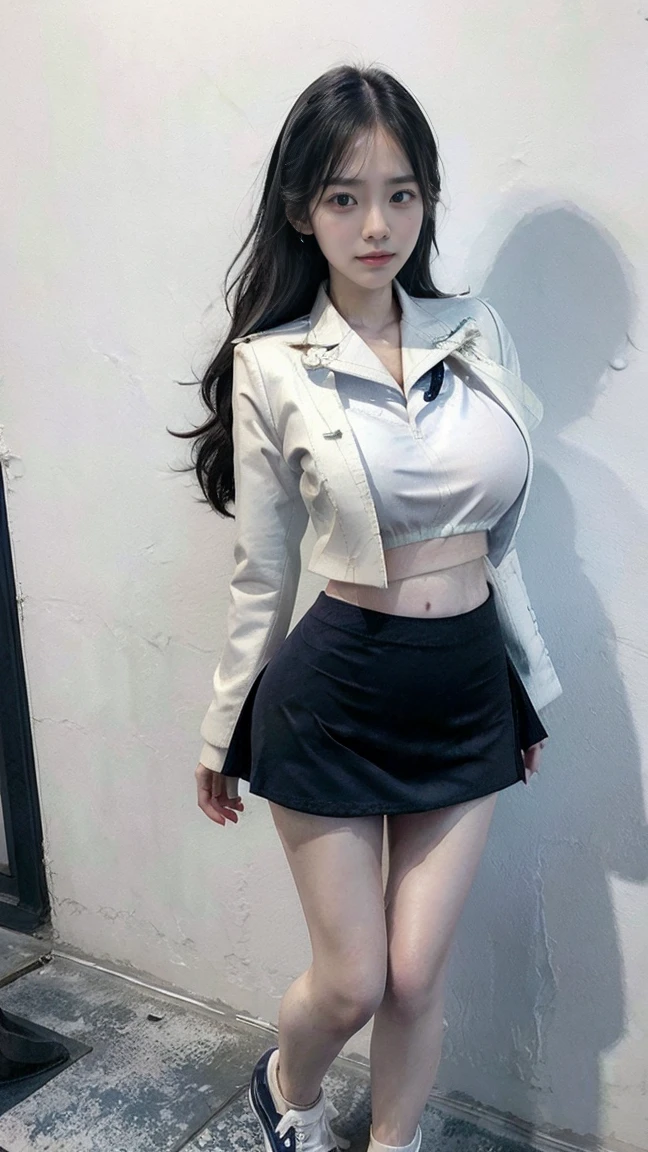 a beautiful 17yo irlandia woman, underboobs, high waist short skirt , thighhighs,