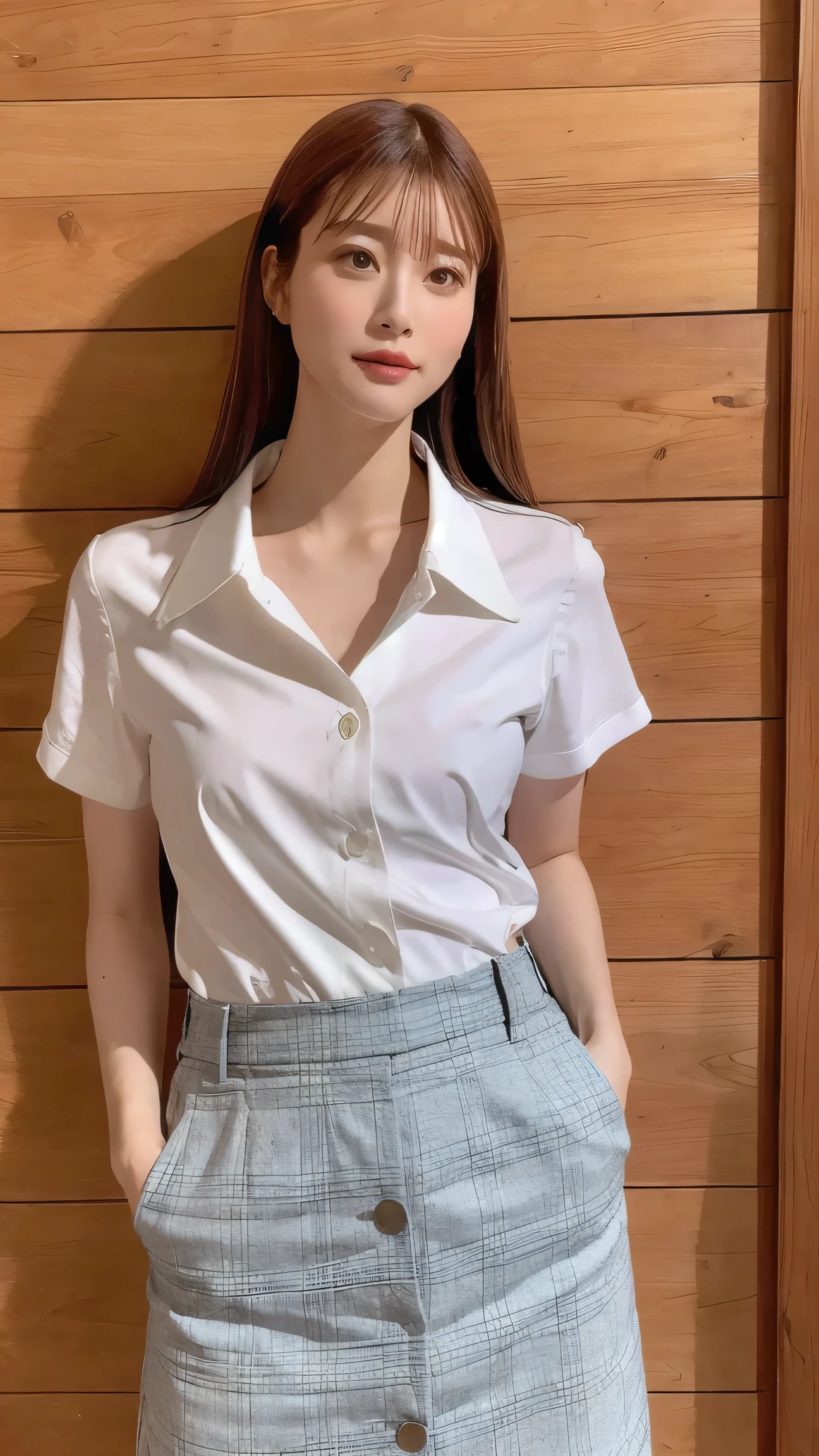 white small collar shirt、chair with one chest open