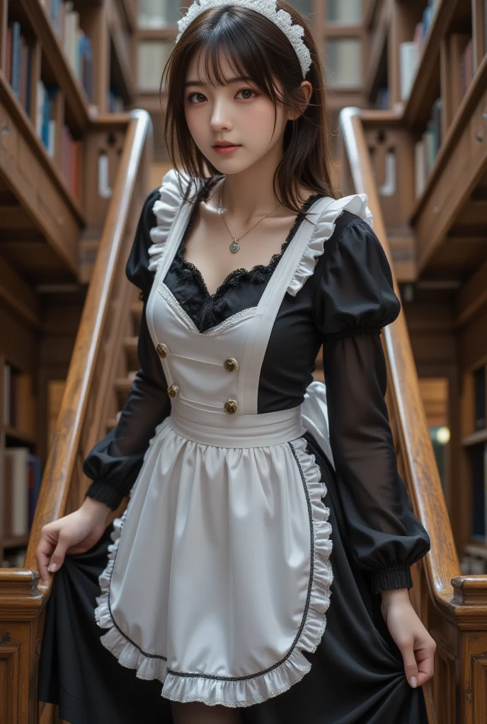 ((masterpiece, best quality, Highest image quality, high resolution, Reality, RAW photos, 8K)), ((Extremely detailed CG unified 8k wallpaper)), (Huge stunning goddess photo, Very hot and sexy, Stunning beauty, Perfect proportion, Beautiful Body, slim body beautiful:1.4), ((1 young woman, Detailed face and eyes, Pretty Face, Ponytail, Cute cat ears,Cartoon cat ears,Glowing skin, Realistic skin texture, Wearing a maid outfit, (((Large Breasts),Chest hollow,Cleavage)),Sitting at the table with legs spread, Put one leg on the chair, Coffee Shop,((猫耳Headdress,Cat ear girl,Cat ear headbands)),Dynamic poses, Long sleeve, Large Breasts, Big Ass)), ((black女仆装, Long sleeve, Long skirt, White apron, Headdress, High heel,black,Black Silk ))),