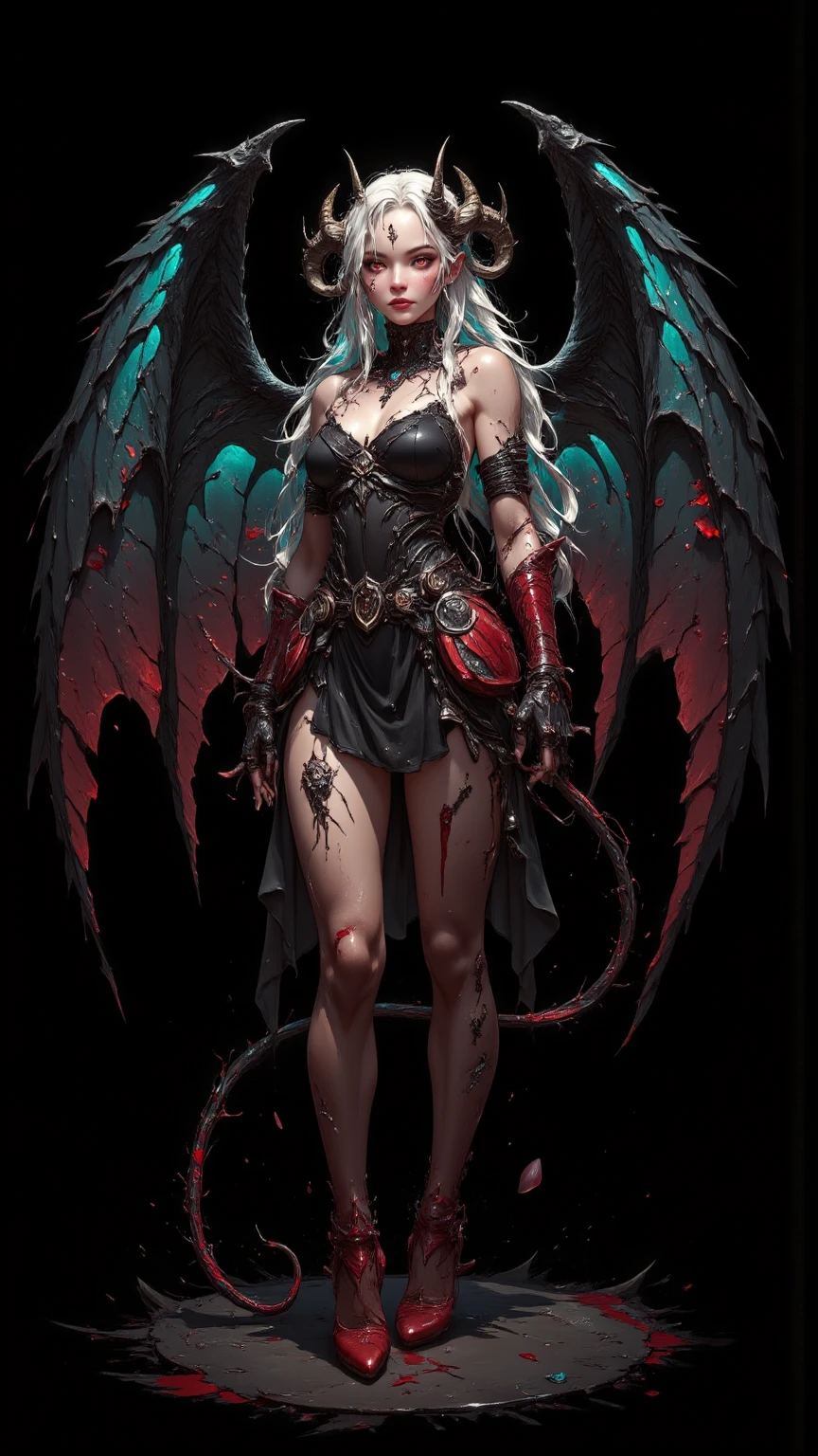Fine matte painting, skeleton dark angel big wings haunted castle on drawing table full of knives, horror, spookiness, scary, secret horror, tentacles, vines, eyes, uncanny valley effect teeth, limbs, animals, blood moon