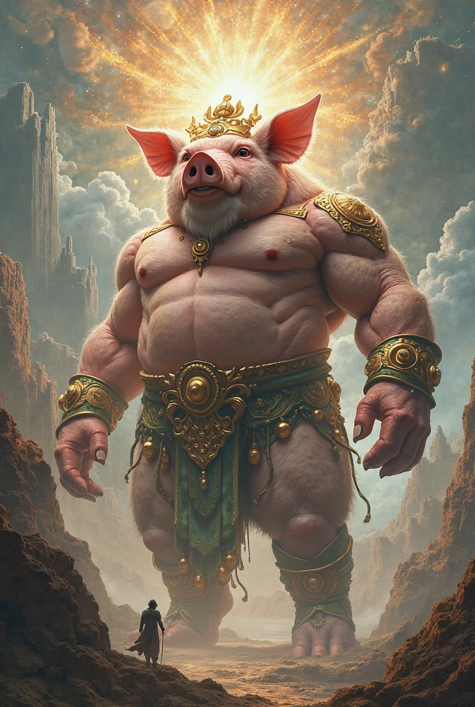 Small piglet coming from lord bhramas nostils bodybuilder