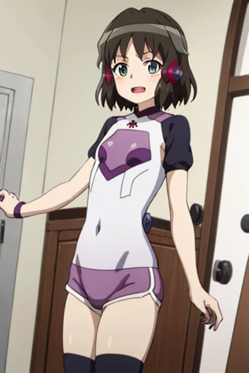 a beautiful sexy anime woman with a full pink kawai very short outfit and a katana