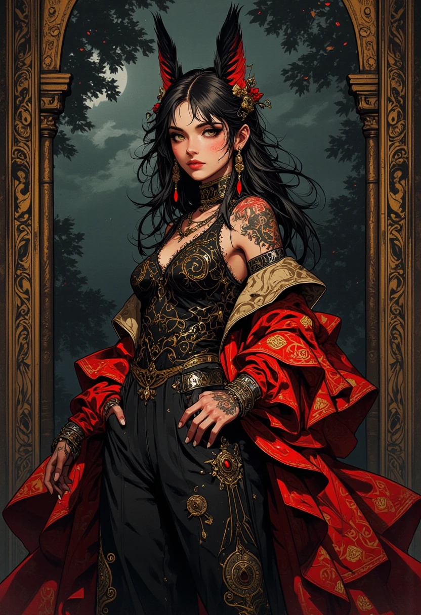 8k portrait of a beautiful woman with straight hair clutching a cigarette in her right hand and in her left hand a white powder in a transparent, intricate, elegant, highly detailed, majestic bag, digital photography, art by artgerm and ruan jia and greg rutkowski golden butterfly filigree surrealist painting with a river of blood in the background, (blood: 1.3 ), broken glass (masterpiece, side lighting, beautiful finely detailed eyes: 1.2 ), HDR,