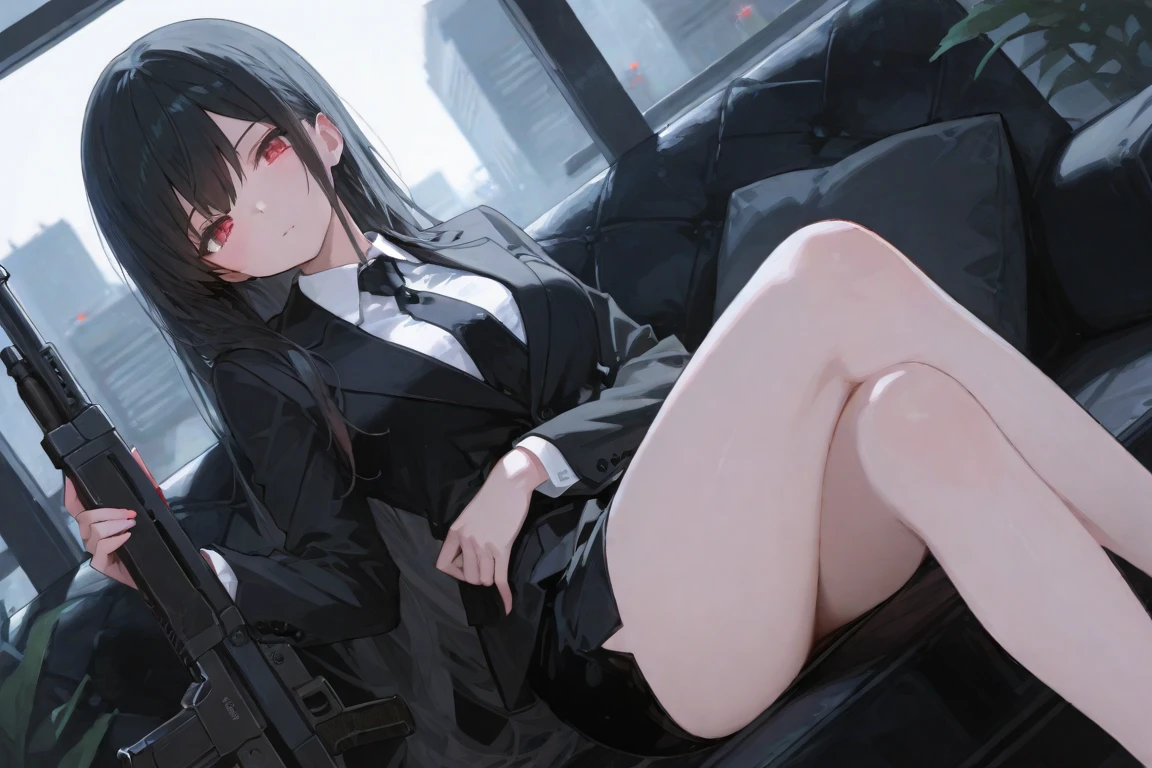 (masterpiece,best quality),nsfw,1woman solo,cowboy shot,20 year old beauty、black hair,long hair,blunt bangs,black eyes,shy look、ideal ratio body proportions,slender body,medium breasts,gleaming skin,Perfect Anatomy:1.3,female masturbation,hand touching crotch、sitting,(spread legs:1.5),sweat,orgasm,wet crotch,(black blazer jacket、white shirt、black tie、black tight skirt、mini skirt、vagina,wet crotch、thigh_gap, black_thighhighs),train、In the vehicle、black leather seats、congestion、Tokyo、