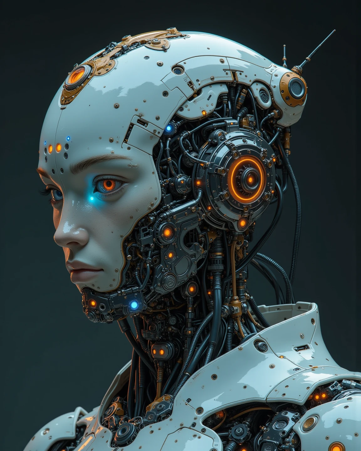 Complex mechanical body , android ,science, Light Emitting Diode ...