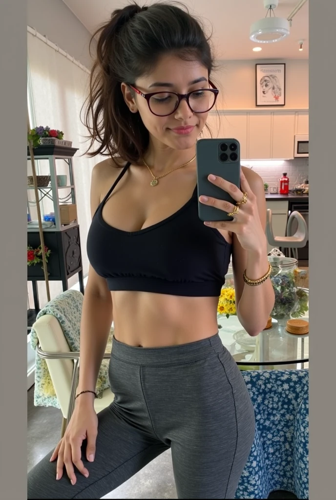 arafed woman with glasses and a gray shirt is looking at the camera, in a gym, working out, mia khalifa, instagram story, wearing fitness gear, chun li at the gym, snapchat story screenshot, in the high school gym, wearing bra, in a planet fitness, very sweaty, local gym, sweaty. steam in air, wearing a low cut tanktop, Big tits, huge tits, no clothes, sexy, cute, minimal clothes, thick nipples, nipple piercings, large areola, hard nipples, piercing through shirt, nipples hard through shirt, busty, major cleavage, naked, ripping through top, spilling over sides, bra too tight, giant , upper body zoom in, showing off huge , see through top, large areola showing, filipina, cute, nipples poking out, huge naked tits teasing