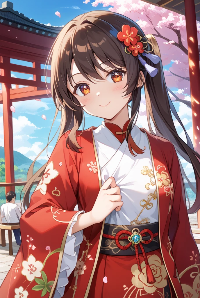 <lora:edgJapan:0.8> with a edgJapan haircut, hair ornament, flower, japanese clothes, hair flower, kimono, hair bun,, ultra detailed, masterpiece, best quality, aesthetic, detailed,, solo, frown,
1girl, red eyes, <lora:Tsurime3:1>, (tsurime:1.2), (brown hair:1.3), medium hair, (asymmetrical bangs, swept bangs, cowlick:1.35), flipped hair, <lora:foldedponytail:0.8> foldedponytail, folded ponytail, (small breasts:1.3),