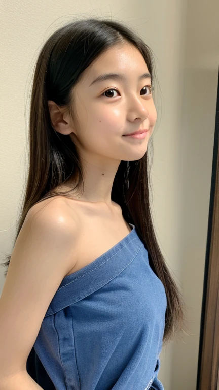 masterpiece,best quality,(Japanese ),((Beautiful girl)),cleavage,indoor,(perfect body beauty:1.2),(shy smile),beautiful teeth,