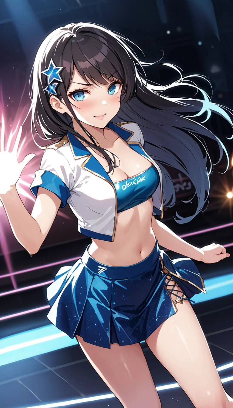 slender beautiful girl, cheerleader, high resolution, top quality, super detail, wedge, fine details, no blush, club room