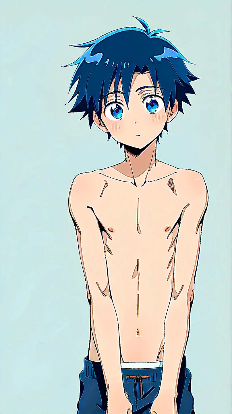 draw a pornagraphic image of Shinji Ikari(male) from evangelion nude and running