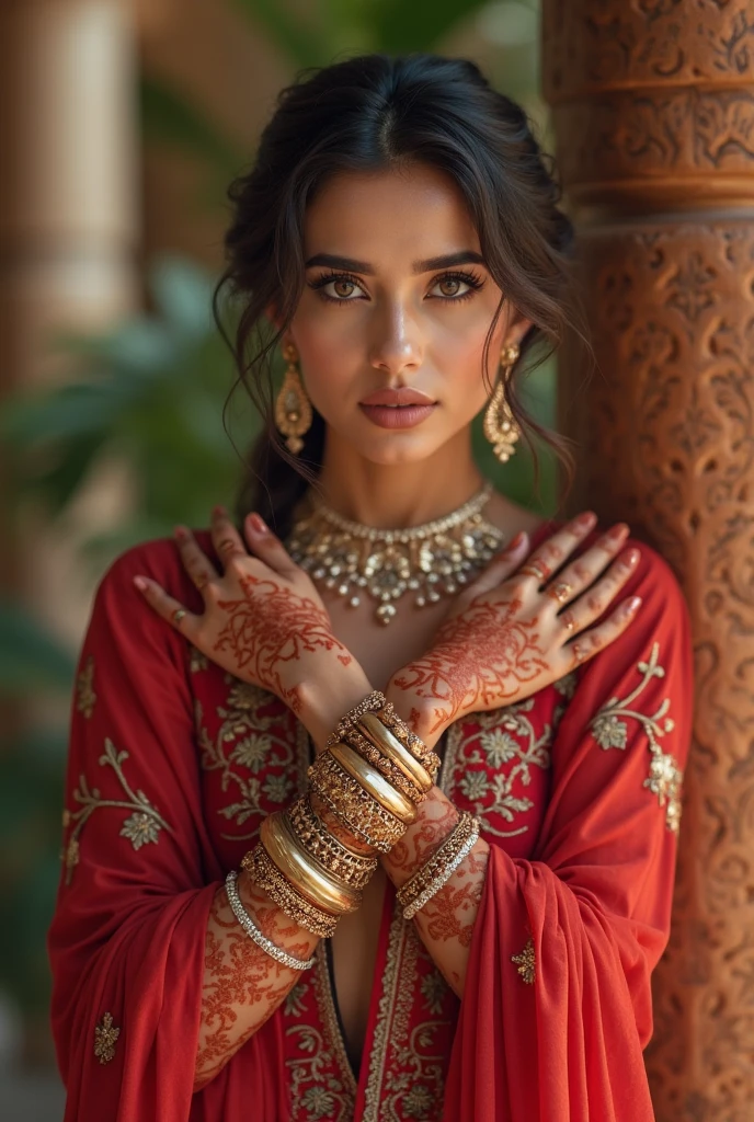 Beautiful old Moroccan girl in a big Moroccan palace 