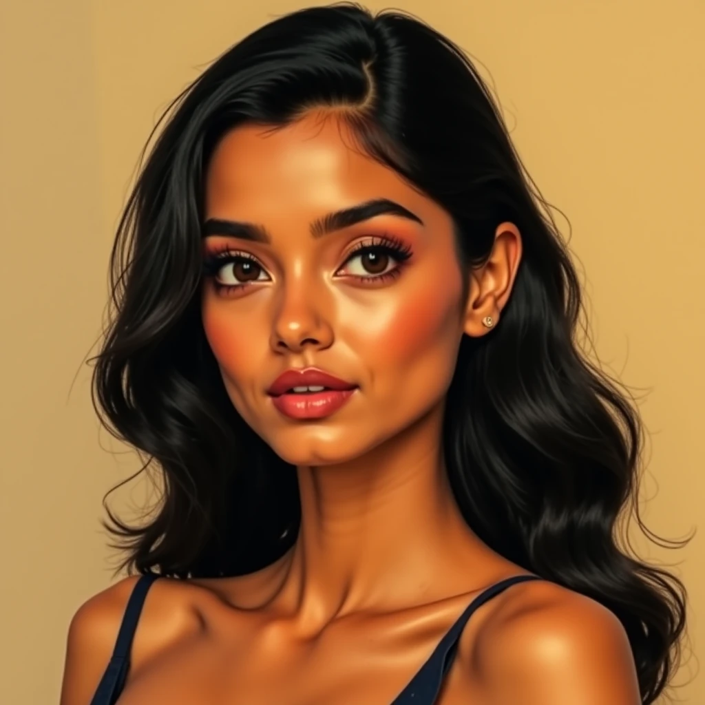 ((digital drawing)),((4k)),((JIM EIDOMODE)),((Best quality)), ((Fitness Model)), drawing of a woman with a black dress and , caricature style , cartoon style, caricature, cel shaded:15, cartoon art style, caricature illustration, cartoon portrait, cartoon digital art, cel shaded!!!, digital art cartoon, caricature, Illustra?? cartoon style, cartoon look, inspired by Tina Blondell, caricature
