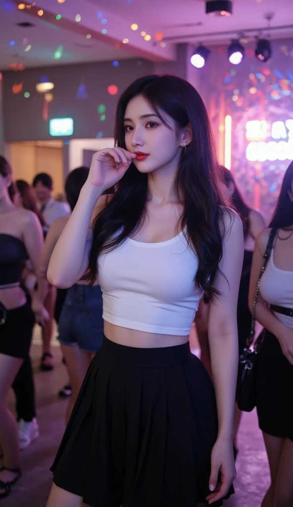 Black top,full cleavage,deep understanding,Colossal tits,Huge cleavage,Breasts are bigger than watermelons,Snow-white skin