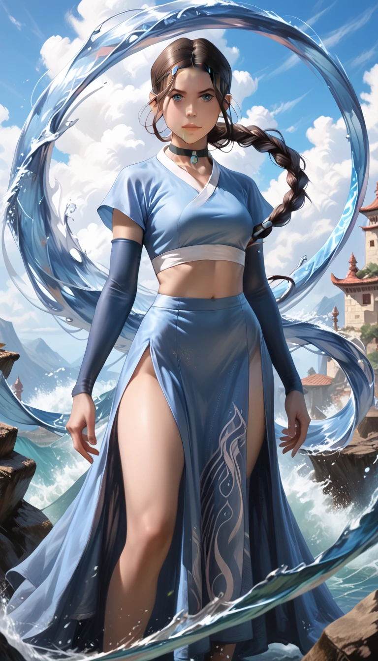 (full body picture,full body display),((Waterfall in the forest,A woman wearing a flowing white gauze skirt,water goddess,There is a pair of water wings behind him,whole body xianxia,from below,Rich scene details,Water mist,flying water splash,Blue sky)),(25 years old,Excited expression,Open your mouth,sexy,enjoy,raised nipples),((anatomically correct,8k, super detail, UHD, masterpiece, super detail, high details, high quality, award winning, best quality, highres, 1080P, HD, 4K, 8k, ccurate))