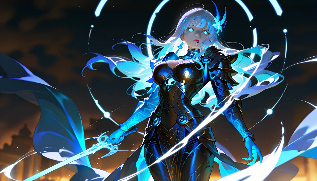 Masterpiece, Best Quality, Girls, Slender, Red Eyes, Hair Color, Iridescent, Long Hair Spreading, White Skin, Medium, Cute, Sexy, Near Future, Bikini, Exposed Skin, Night, Psychedelic, Trip, Extreme Color, Paisley Theme, Open Legs, Mechanical Left Arm, Full Body, cosmos