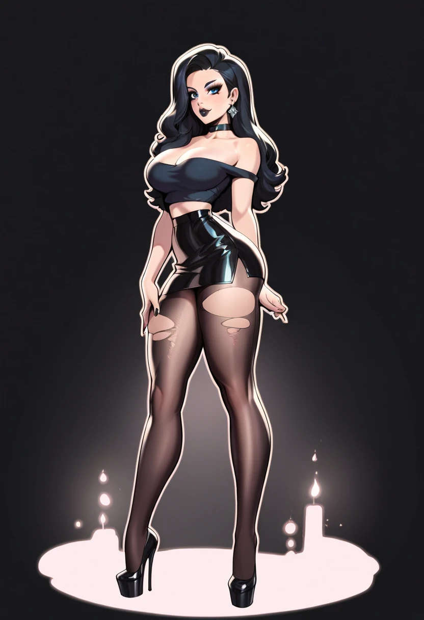 masterpiece, best quality, 1 woman, alone, black eye, black hair, only 1 person, ((Ellis)), Lori, blush, ,((whole body)),((Very slender waist)), looking at viewer, , ,sleeveless, drops of sweat, , ((The background is a white space with nothing in it.)), (Ergonomic),, (((Pussy exposure))), (((very short latex miniskirt, I see pussy))), (((whole body))), ((Thigh high socks)), (((Wear high heels))), ((precise eye focus)), ((Breast exposure)), ((erect nipples)), (top is naked), (pussy nude), (((Accurate facades))), (stand, Spread your legs wider than your shoulders) Steam is coming from my body., ((BUKKAKE)), ((Semen all over my face and body)), (((All bodies are visible.))), (Everything is visible to the viewer from head to toe.), ((very slim body)), ((Staring at the screen)), ((perfect symmetry)), ((wide open pussy)), ((exposed breasts)), (((Faces in sharp focus))), (((perfect front)))