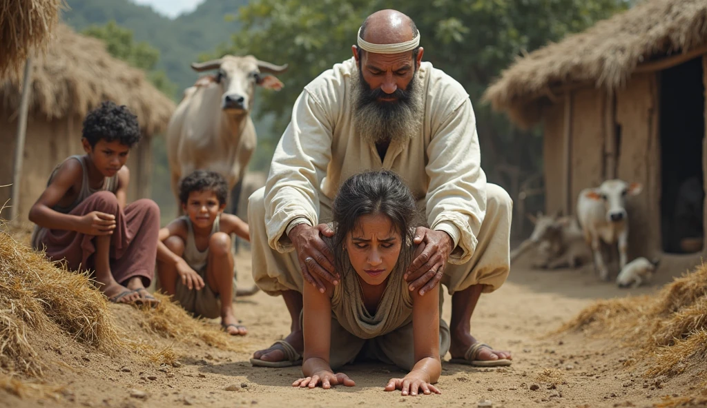 Kurdish nude woman talking with a man in village room 