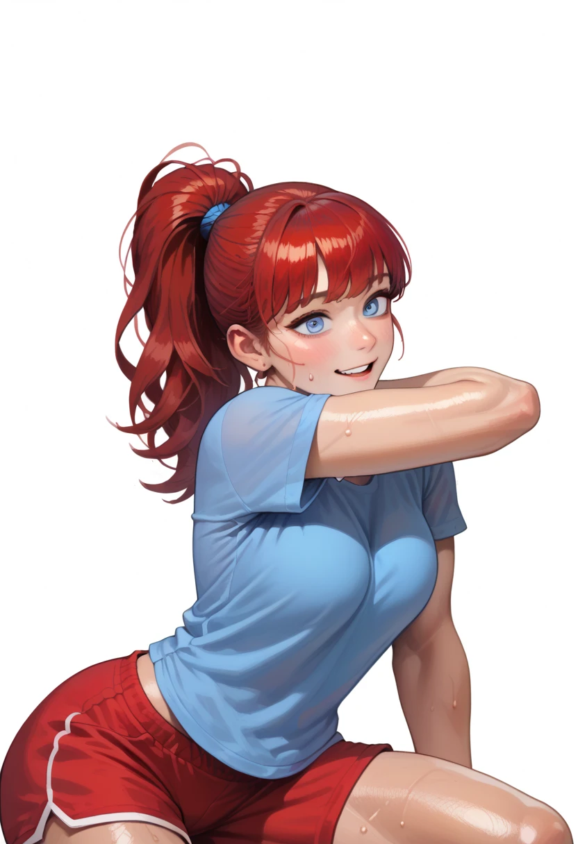 (Masterpiece:1.4),(highly detailed), (high CG:1.4), high quality, ultra detailed, ultra realistic, hyper beautiful and delicate, (1 girl:1.4), (ultra detailed eye:1.4) , (mascular body:1.3), darkness,(illustration:1.4),(overexposure:1.3),(photography:1.3),(macro lens:1.1).,kurenaiz1, best quality, (((clearly drawn face))),(detailed body),(((perfect anatomy))),(detailed eyes),(detailed skin),(shiny_skin),(shiny_hair), (octane rendering), 16k, (ultra high res) , (ultra realistic), colored inner hair, hair over one eye, (hlfcol haired girl with color1 and color2 hair), snake eyes, heterochromia, black body suit, tight, white shirt tank-top, blue-violet pilot jacket, sunglasses, smiling, happy, mischivous playful grin, biker fingerless gloves, blue tight jeans, wide hips, large chest, slim waist, a blue eye and a red eye, blue hair and red hair, long hair that reaches down her hips. 