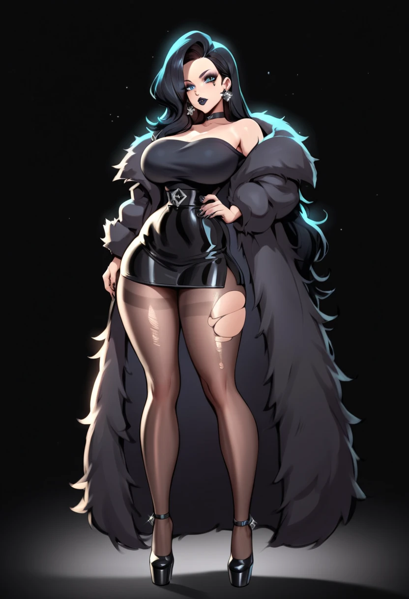 Goth Noir (nod) Very Very Big tits delicious breasts big saggy breasts wearing a black swimsuit triple the size of her breasts Black skin sexy full body she is showing her breasts