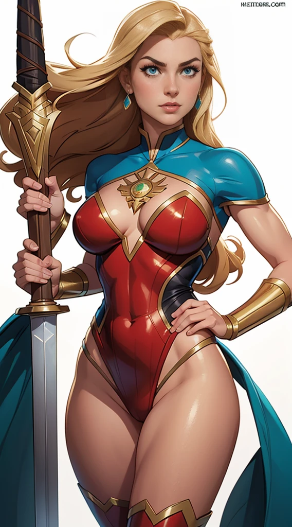 Cartoon drawing of a sexy gentleman with glasses, Wonder Woman face, blonde goddess, Lux, big tits, SFW BIG BREAST!, knight, sexy knight, Big breasts, thicc, fire sword, heroic, beautiful legs, sword goddess, cartoon style, comic, art GTA 5, glorious armor, infinity valley, background dragons, sword goddess