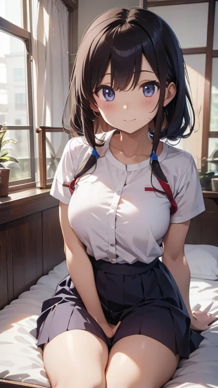Nagatoro con una pijama que se le transluce sus pechos, se le ven los pechos,. Se le ven los Pezones, Translucent pajamas, pijama abierto, pijama de verano, pijama corto, camisa abierta, shorts cortos