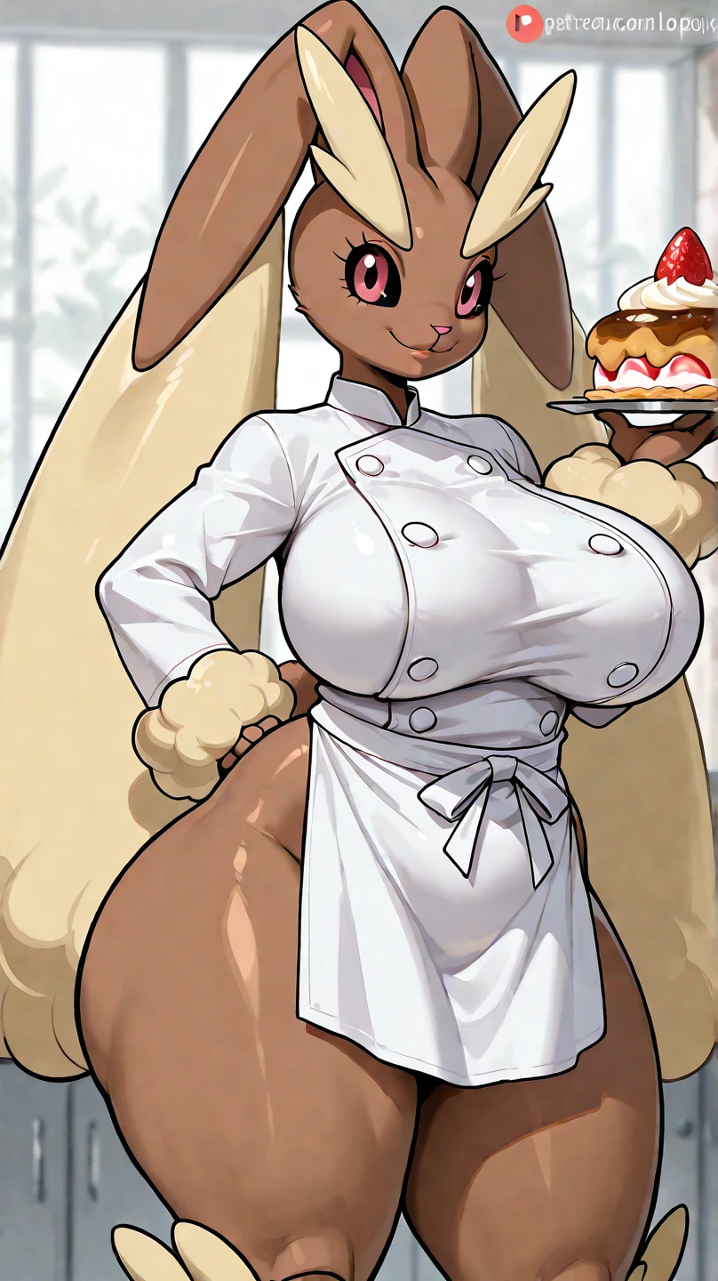 (masterpiece, best quality:1.2), 1girl, solo,standing, 
by by buta99, by chelodoy, by spikedmauler, by cervina7, solo, female, standing, brown dog ears, dog nose, looking at viewer, ((hair, snout), lips, eyelashes, eyeliner, big breasts, cleavage, light brown fur, pink eyes, sexy, long brown hair, long wavy hair, skinny, canine, pink, kawaii, small waist, huge thighs, milf body , big eyes, kawaii background, pink clothes, brown hair ,kawaii, super kawaii, big hips, kawaii outfit, sexy, nsfw, pink, pink theme, huge , showing, huge thighs, huge hips, shiny, border around body, hair in ponytail, skinny waist, shiny skin, glowy skin, huge curls, bangs, front facing viewer, white latex, white latex clothes, white lingerie, big lips, white thigh high socks