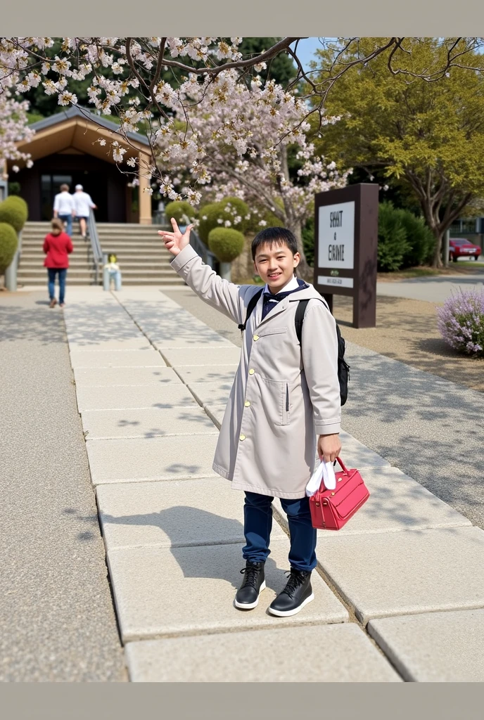 Little boy Cherry blossom tree
