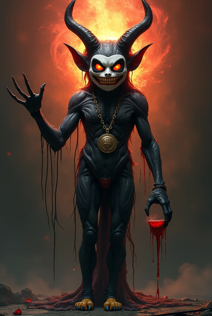 Title: "The Reawakened Lich: A Beautiful Monstrosity"

Amidst the dark and decaying background, a vivid splashscreen illuminated by the orange and cian lighting, marked the beginning of an ultra-detailed masterpiece. The image depicted a zombie, with sunken eyes and rotting flesh, holding a loyal and putridly adorable dog in its mangled hands. This grotesque yet captivating scene was reminiscent of a 2D portrait art style, inspired by Gorillaz.

Upon closer inspection, the viewer could observe the intricacies in every detail. The zombie's necrosis was rendered