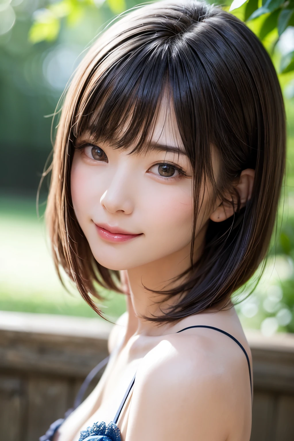 One Girl, (beautiful girl, Delicate girl:1.3), (:1.3),
break, (Lush countryside background:1.2),
break, Shy laugh, Very beautiful eyes, (Symmetrical eyes:1.3),
break, (Big Breasts:1.3), lace up t-shirt, Brown eyes, Parted bangs, Brown bob cut hair, Round face, cute,
break, (Eye and facial details:1.0),
break, (masterpiece, Highest quality, Very detailed, Detailed face, 8k)