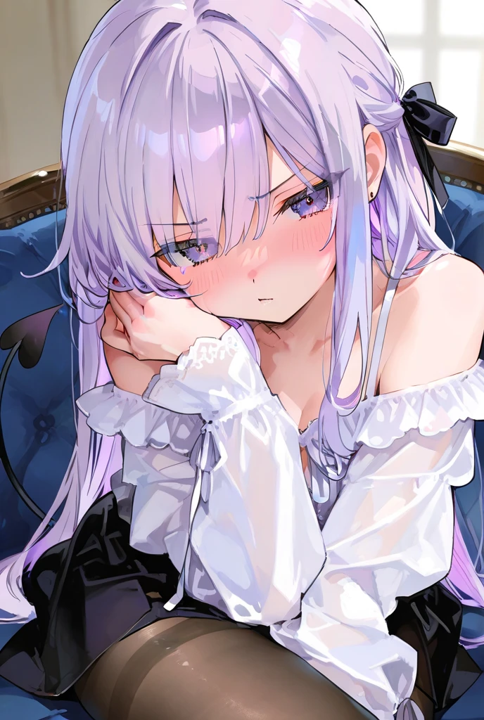 NSFW,masterpiece,Highest quality,High resolution,Very detailed,white\(no game No life\),Small breasts,(Gothic ta),See-through,Bare shoulders,hair band,flower,slave,Embarrassed,blush,Luxurious mansion,Party Venue,noble,(Middle-aged men),Lead,Being sexually harassed