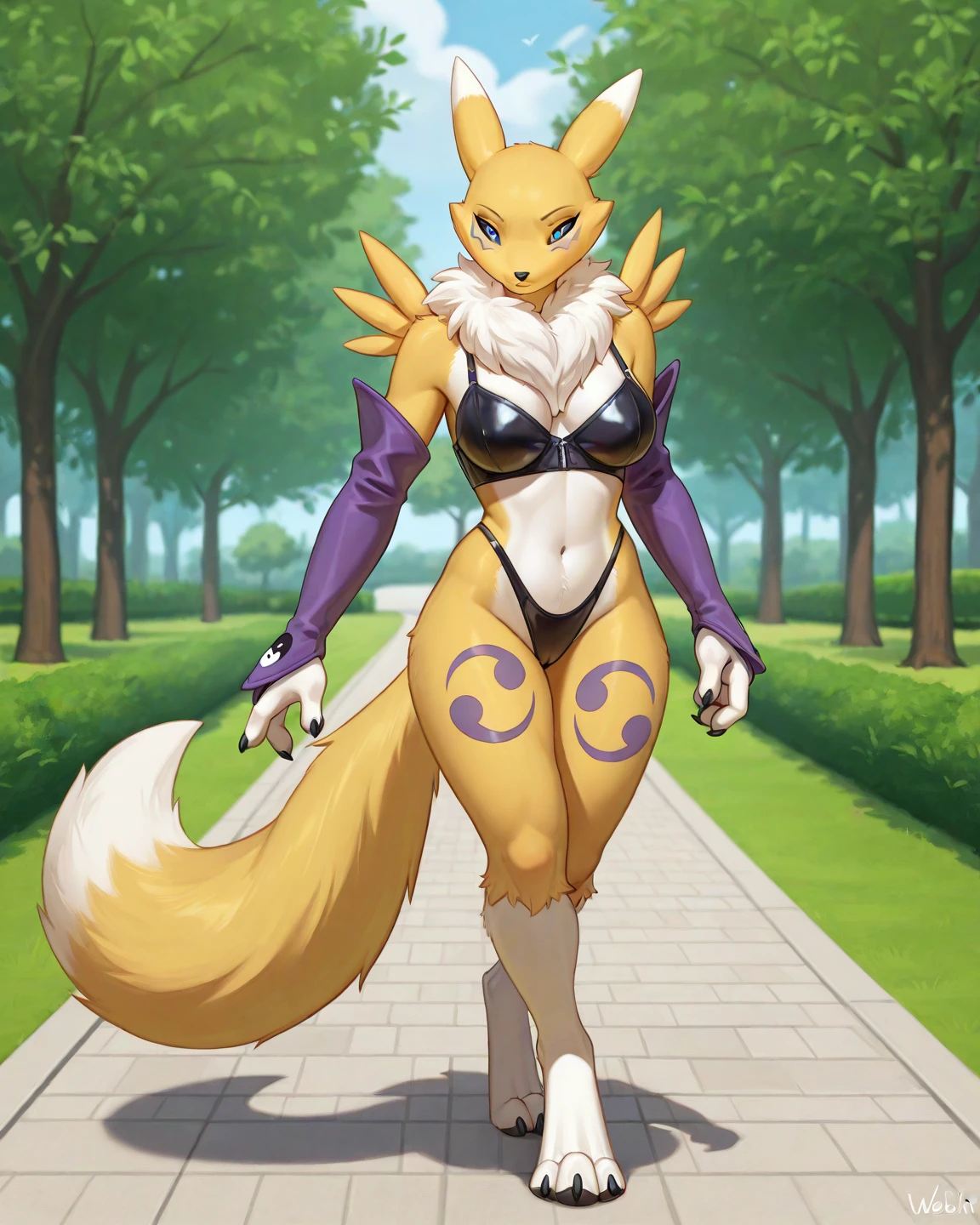 score_9,score_8_up,score_7_up, score_6_up, score_5_up, source_anime, renamon, female, standing, naked