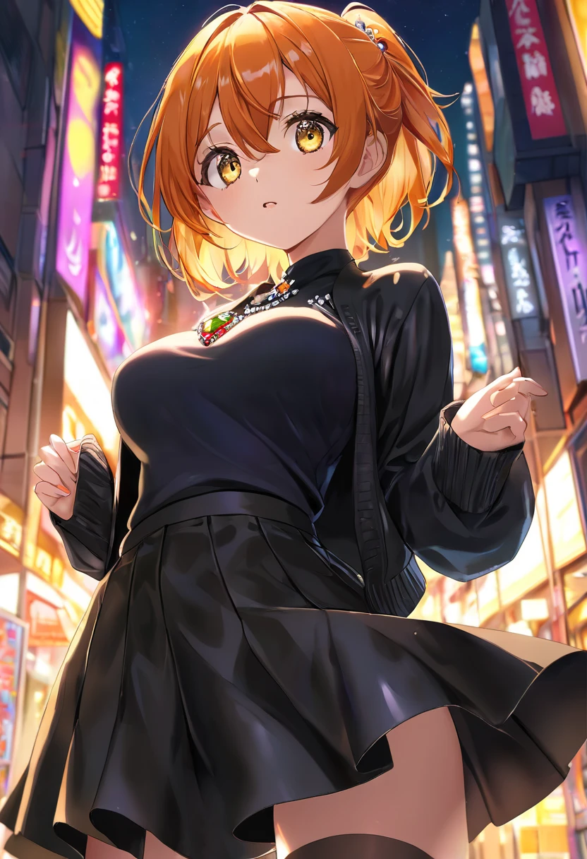 mother, Masterpiece, Best quality, ultra detailed, Beautiful lighting, 1 girl, Orange hair, cat ear, Green eyes, freckles, turtleneck top, I look at the viewer, detailed black stockings with belt, juicy ass