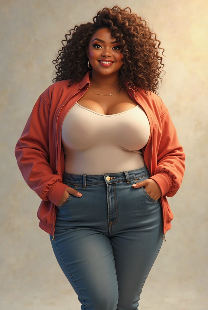 Women Sexy Big Breasts Athletic Body Fur Coat Gold Chain Neck High Boots Jeans Nike Sneakers Afro Furry Pink Hair Fur NSFW